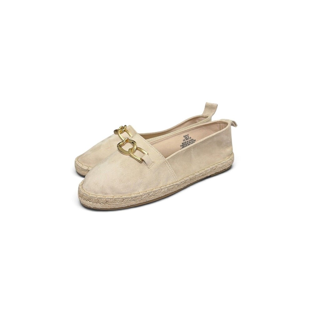 H & M Cream suede espadrille with gold buckles womens 10 EU 41